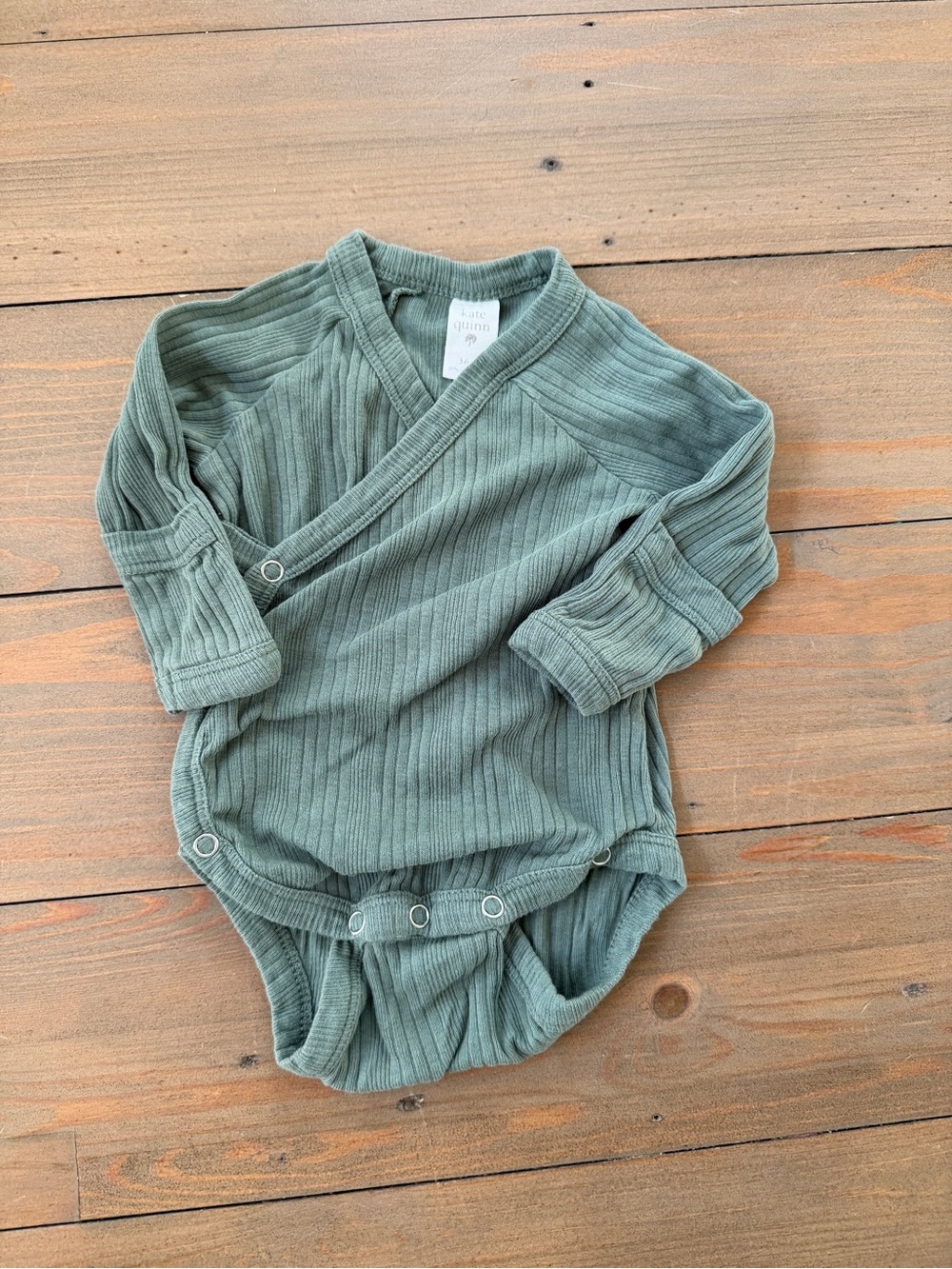 Kate Quinn Ribbed Kimono Organic Cotton Wrap Baby Bodysuit - 3-6 Months